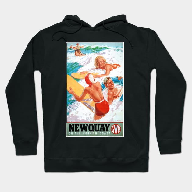 Newquay on the Cornish Coast UK Vintage Poster 1937 Hoodie by vintagetreasure